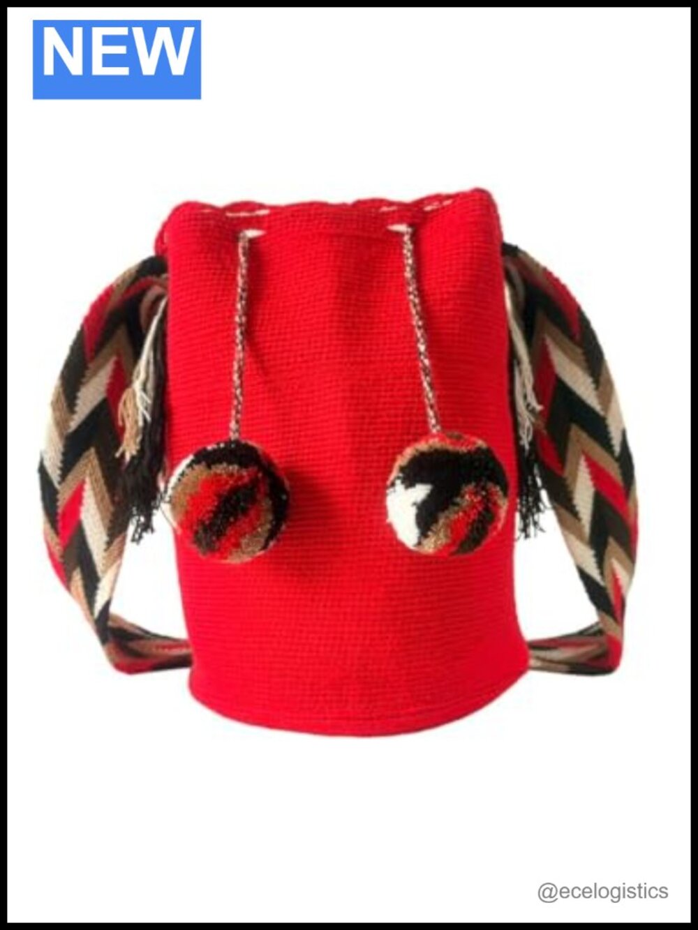 Handwoven Cotton Mochila Wayuu Crossbody Bag Boho Geometric Drawstring Bucket